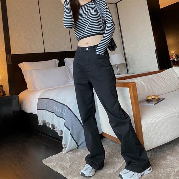 

new woman jeans high waist clothes wide leg denim clothing blue streetwear vintage quality 2021 fashion harajuku straight pants zlpu