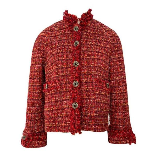 

women's jackets small fragrant wind plaid frayed edge tweed jacket coat women single breasted button ladies long sleeve outwear s582, Black;brown