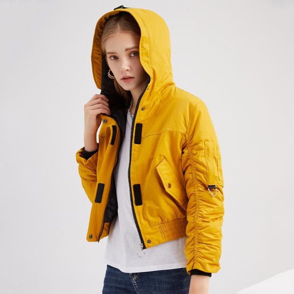 

oversize cropped bomber jacket women high street hip hop streetwear pink yellow windbreaker, Black;brown