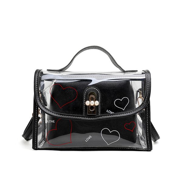 

2020 fashion trend ladies pvc bag transparent jelly candy color small bag korean solid love pattern crossbody shoulder handbag