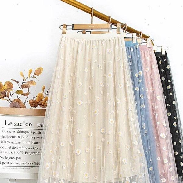 

new summer womens small daisy chiffon floral fairy skirt small fresh wild skirt skirts womens drop shipping, Black