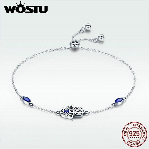 

link, chain wostu sale 925 sterling silver fatima hands royal color & link bracelets for women original brand jewelry gift dxb076, Black