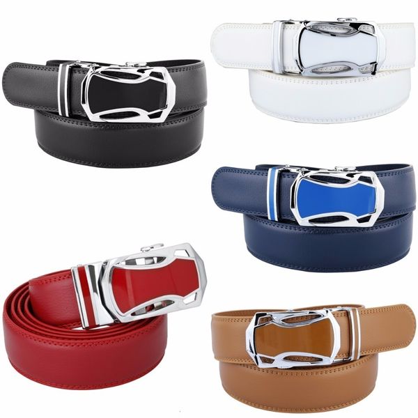 

men's belt,business ratchet genuine leather belt automatic buckle, Black;brown