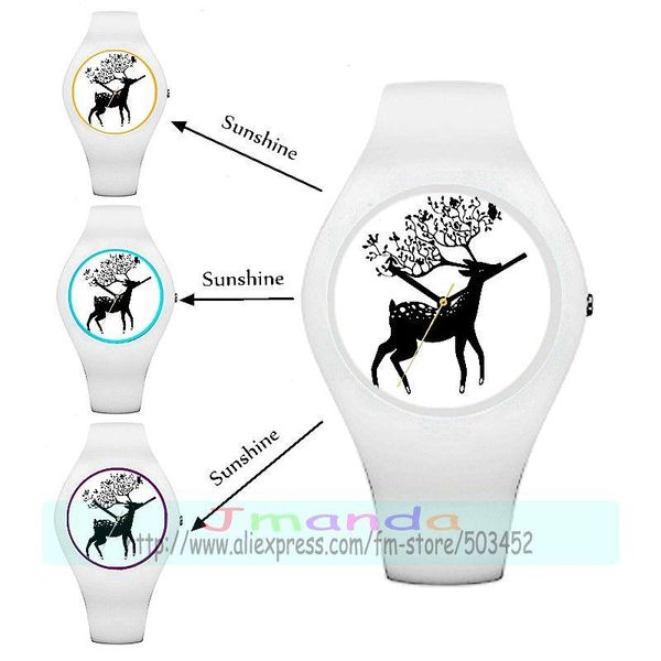 

wristwatches 100pcs /lot fashion simple style temperature change color women watch sun uv wapiti quartz, Slivery;brown