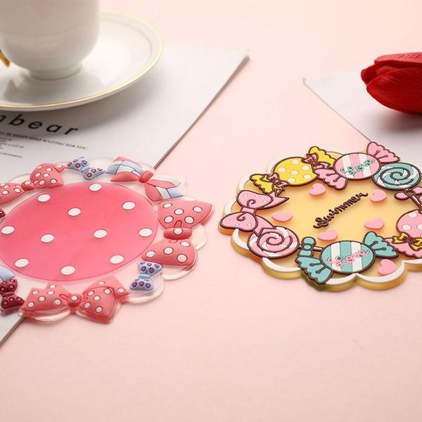 

mats & pads kawaii cartoon silicone drink coasters glass cup tableware kitchen dinnerware insulation pad