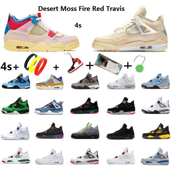 

wholesale 2021 womens mens jumpman 4 basketball shoes 4s white oreo sail desert moss fire red travis taupe haze university blue trainers bla