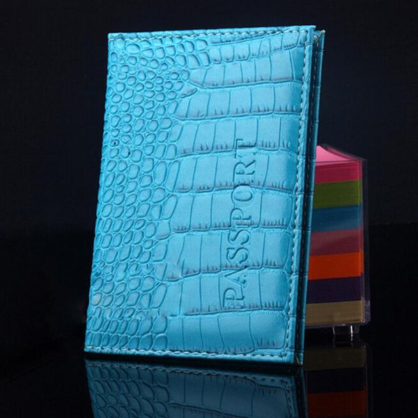 

card holders id waterproof solid pu leather dustproof practical crocodile texture travel portable passport cover protective case durable, Brown;gray