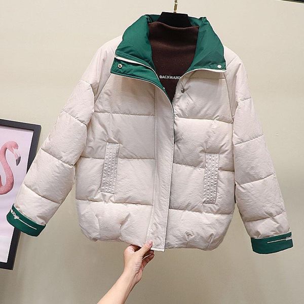 

women's down & parkas cotton padded jacket womens clothing short 2021 autumn winter korean fashion embroidery loose zippers hidden butt, Black