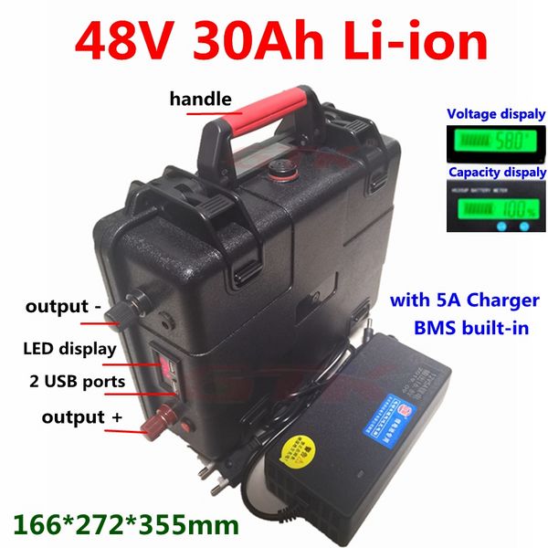 48V 30ah 20ah batteria agli ioni di litio bms 13s per 2000w 1500w moto scooter motore e-bike + caricatore 5A