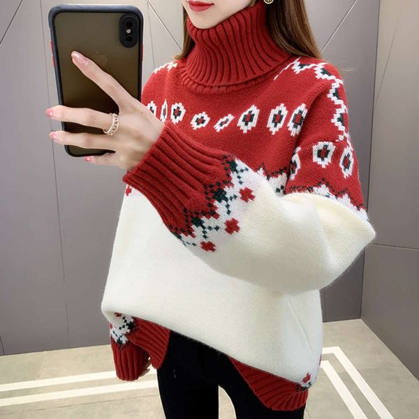 

christmas turtleneck women's winter thickened net red, White;black