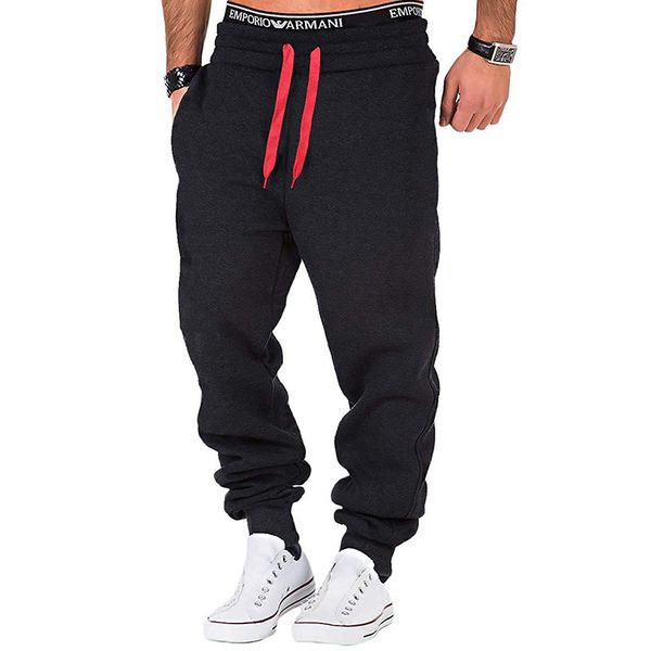 

2021 male sports pants joggers sweatpants streetwear hip hop training loose casual fit men's fashionable gymnastics a7m9, Black