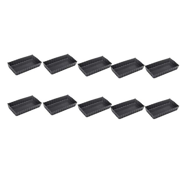 

10 pcs rectangle non-stick cake mold mini tart mini pie pan removable bottom nonstick quiche pans heavy duty pizza pan