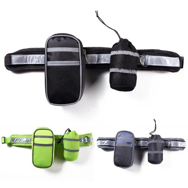 

dog collars & leashes pet cat hands leash set running jogging padded waist belt reflective strip elastic for walking training