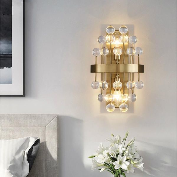 

gold modern led wall light for bedroom bedside aisle corridor background simple wall lamp designer glass luxury plated sconces