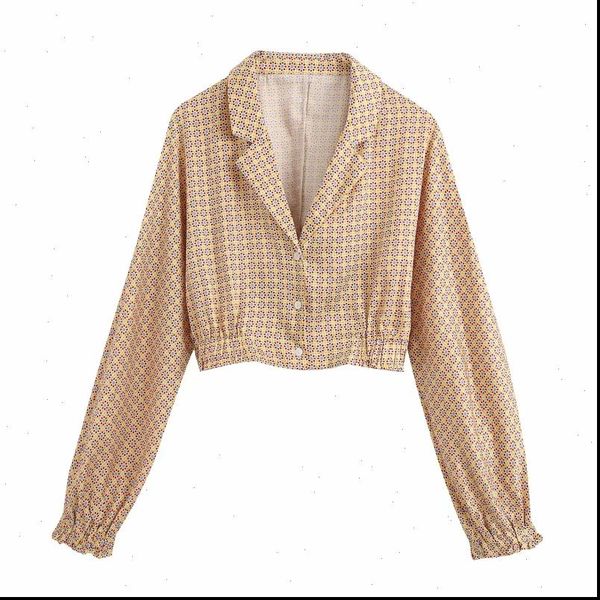 

new 2021 women vintage geometric floral printing casual smock blouse ladies lantern sleeve kimono shirts chic blusas ls6598, White