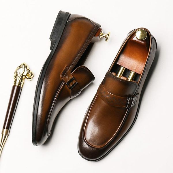 

dress shoes men's leather comfortable zapatos de hombre, Black