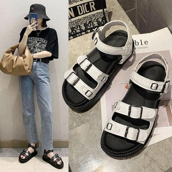 

sandals ladies summer three buckle platform street style wedge roman shoes women's, Black