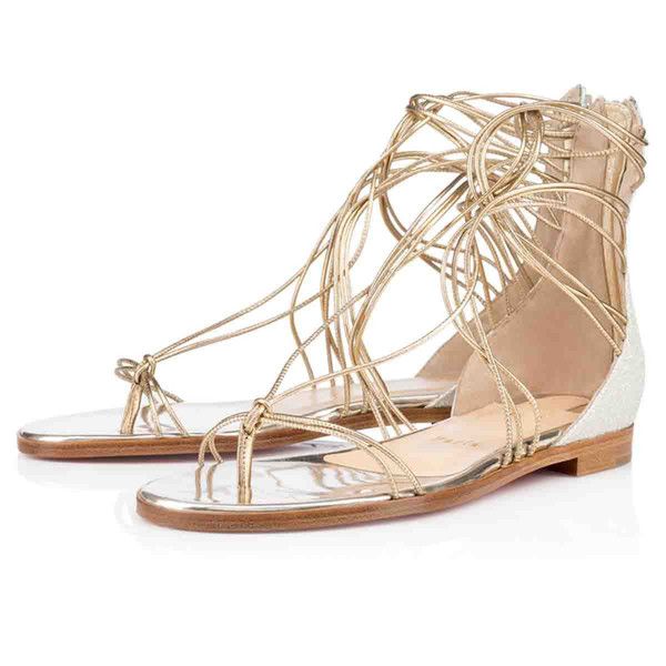 

gorgeous red bottom spikoo flat summer sandal women shoes strap leather sandals ankle strap gladiator sandals wedding party, Black