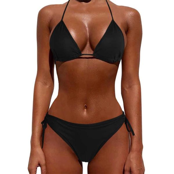 

women's swimwear female color pure 2021 summer style lady bandage bikini push-up bra swimsuit brazilian, White;black