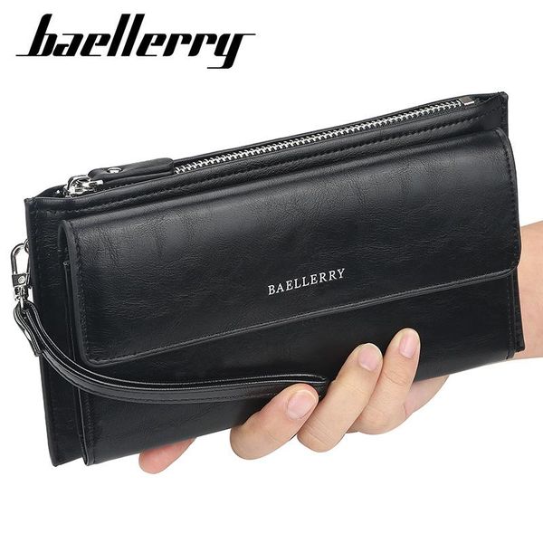 

wallets baellerry men long wallet with soft leather multifunctional mobile phone pocket zipper card holder coin purse carteira masculina, Red;black