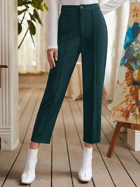 

solid high waist pants h8if#, Black;white