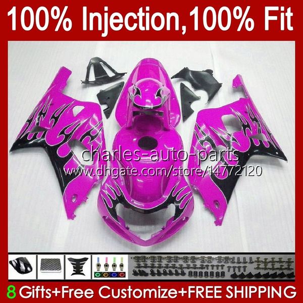 Spritzguss-Verkleidungen für Suzuki GSXR600 GSXR750 600CC 750CC K1 Pink Flames 01 02 03 37No.124 GSXR-750 GSXR 600 750 CC GSXR-600 2001 2002 2003 GSX-R750 01-03 OEM-Körper