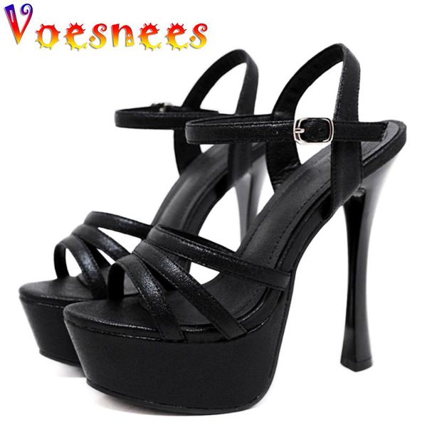 

dress shoes summer pole dance women platform peep toe super high heel 14cm sandals fine glamorous club catwalk show, Black