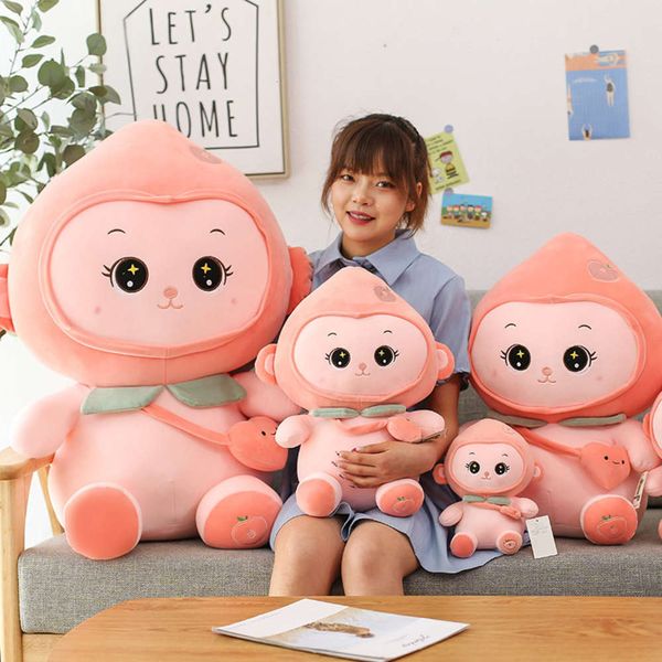 

monkey doll creative pink peach plush toy cute animal, Blue