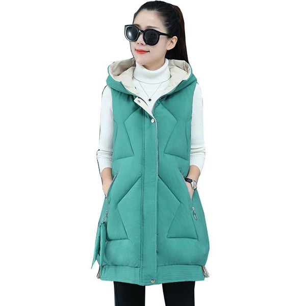 

women's vests winter waistcoat women street all-match down vest 2021 korean female loose hooded white duck warm coat f056, Black;white