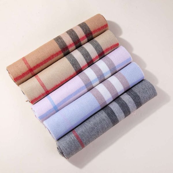 

2021 street plaid scarf men's and women's wool shawl winter warmth british style student cashmere collar, Blue;gray