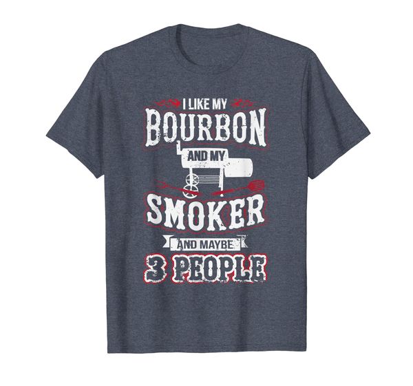 

i like bourbon my smoker 3 people funny bbq t-shirt, White;black