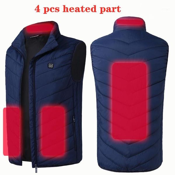 

outdoor t-shirts 2021 winter usb infrared heating vest jacket carbon fiber electric thermal warm clothing hiking fishing1, Gray;blue