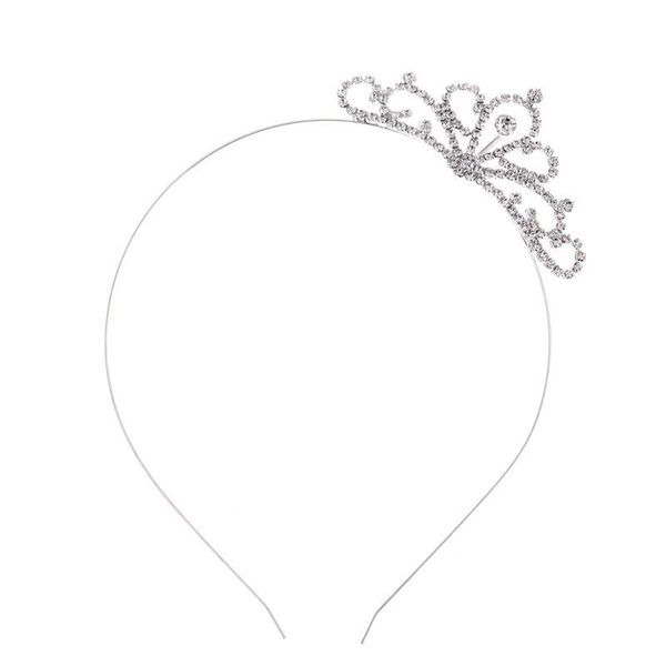 

hair accessories children's crown headband girl wearing princess headdress rhinestone decoration bride bridesmaid wedding pography, Slivery;white