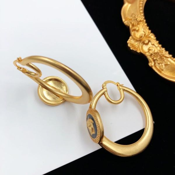 

hoop & huggie brass retro woman's simple stud earrings, Golden;silver