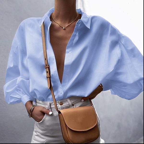 

long sleeve blouses 2021 turn down collar office shirts women casual long sleeve blusas bohemian streetwears, White