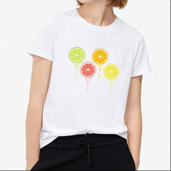 

aesthetics t shirts summer short sleeve casual white female tees streetwear fruit print harajuku female t shirts