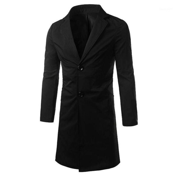 

men's trench coats men plain long coat holiday loose button sleeve casual man's clothing pockets solid color daily wear male, Tan;black