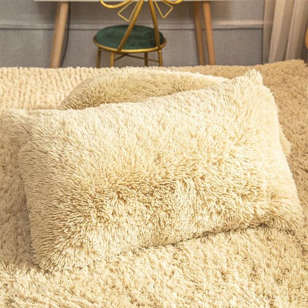 

pillow faux fur shaggy ultra soft cover plush furry pillowcase fluffy home bed room for sleeping head rest