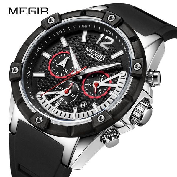 

wristwatches megir watch men fashion sports quartz mens watches waterproof luminous hands male clock casual relogio masculino, Slivery;brown