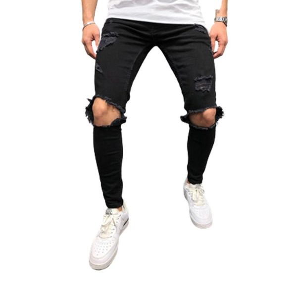 

men's jeans style denim black pencil ripped casual stretch slim-fit locomotive hip-hop 042 size 36-44, Blue