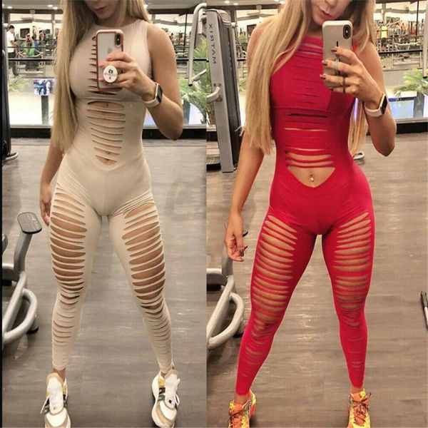 

women's jumpsuits & rompers thefound 2021 brand women bodysuit stretch leotard sleeveless hole hollow wind slim body t shirt jumps, Black;white