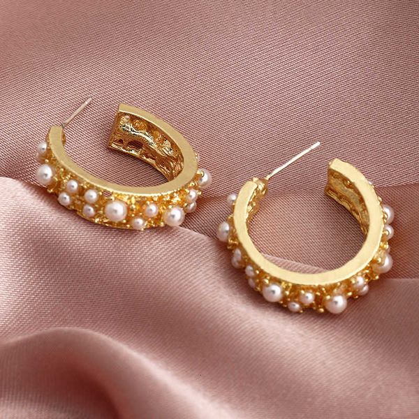 

ez3354 fashion jewelry metallic pearl cool wind gold geometric earrings for women, Silver