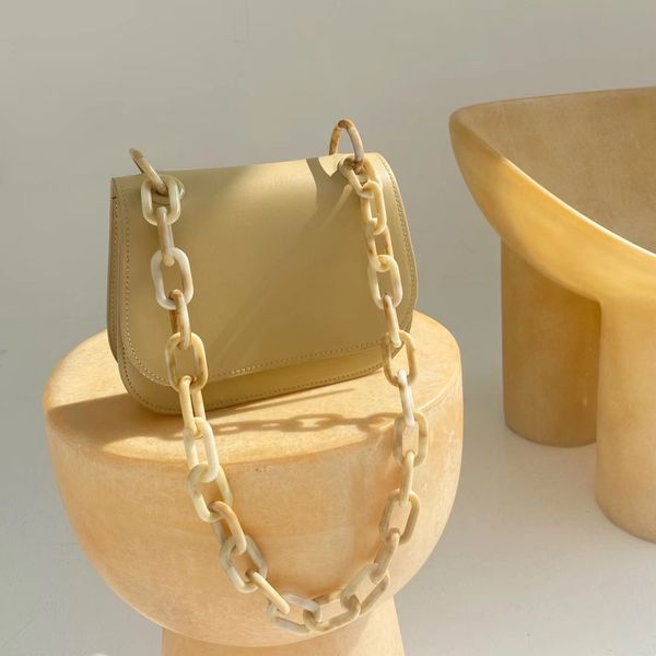 

spring and summer new korean style cowhide resin necklace saddle bag