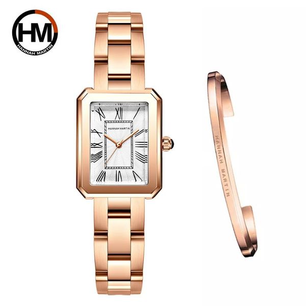 

wristwatches 2021 elegent women watch with bracelet sets japan 2035 quartz mov't simple rose gold female stainless steel band waterproo, Slivery;brown