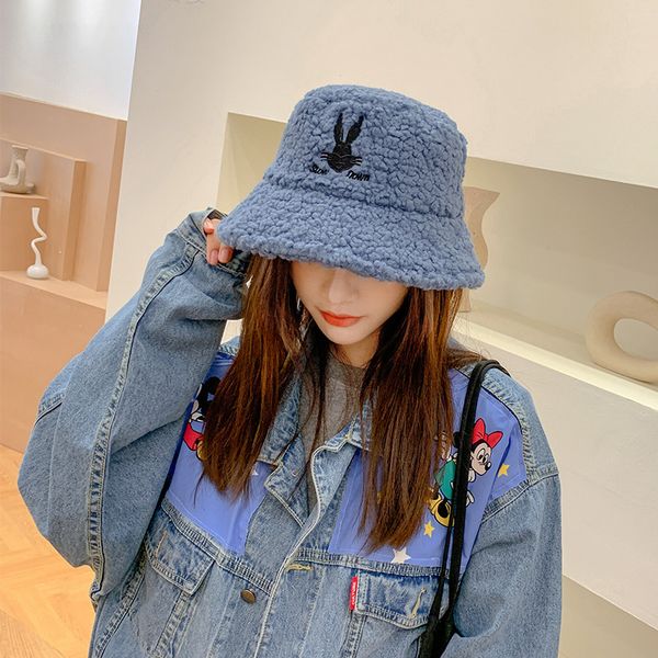 

winter lamb wool fisherman children's plush large basin hat thickened to keep warm autumn and winter version versatile, Yellow