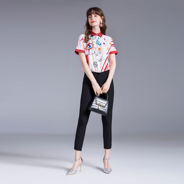 

female blouse and vintage shirts printing chiffon blouses mujer ta8830 koh5, White
