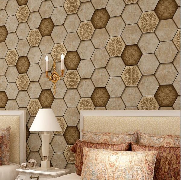 

diamond honeycomb 3d stereoscopic embossed wallpaper living room bedroom tv backdrop wall covering decor paper papier peint