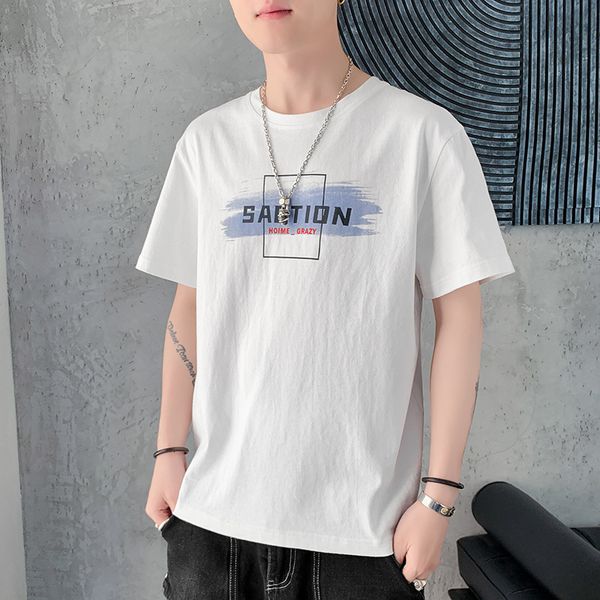 

luxury t-shirts short t-shirt brand korean ins fashion summer cotton half sleeve easy to match men's cloth, Black