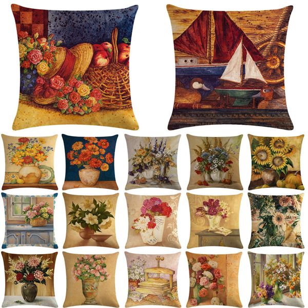 

sunflower flower pattern cotton linen throw pillow cushion cover car home sofa bed decorative pillowcase