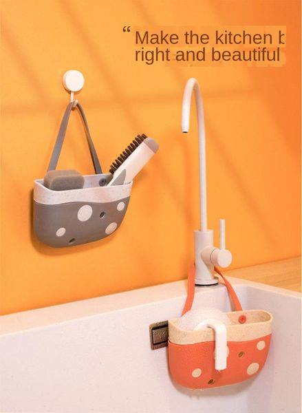 

storage bottles & jars kitchen sink drainer hanging bag no holes dishwashing faucet sponge rack basket